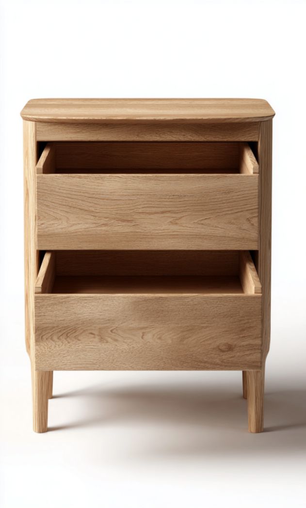 Nachttisch mit zwei Schubladen aus Eichenholz 40 x 30 x 60